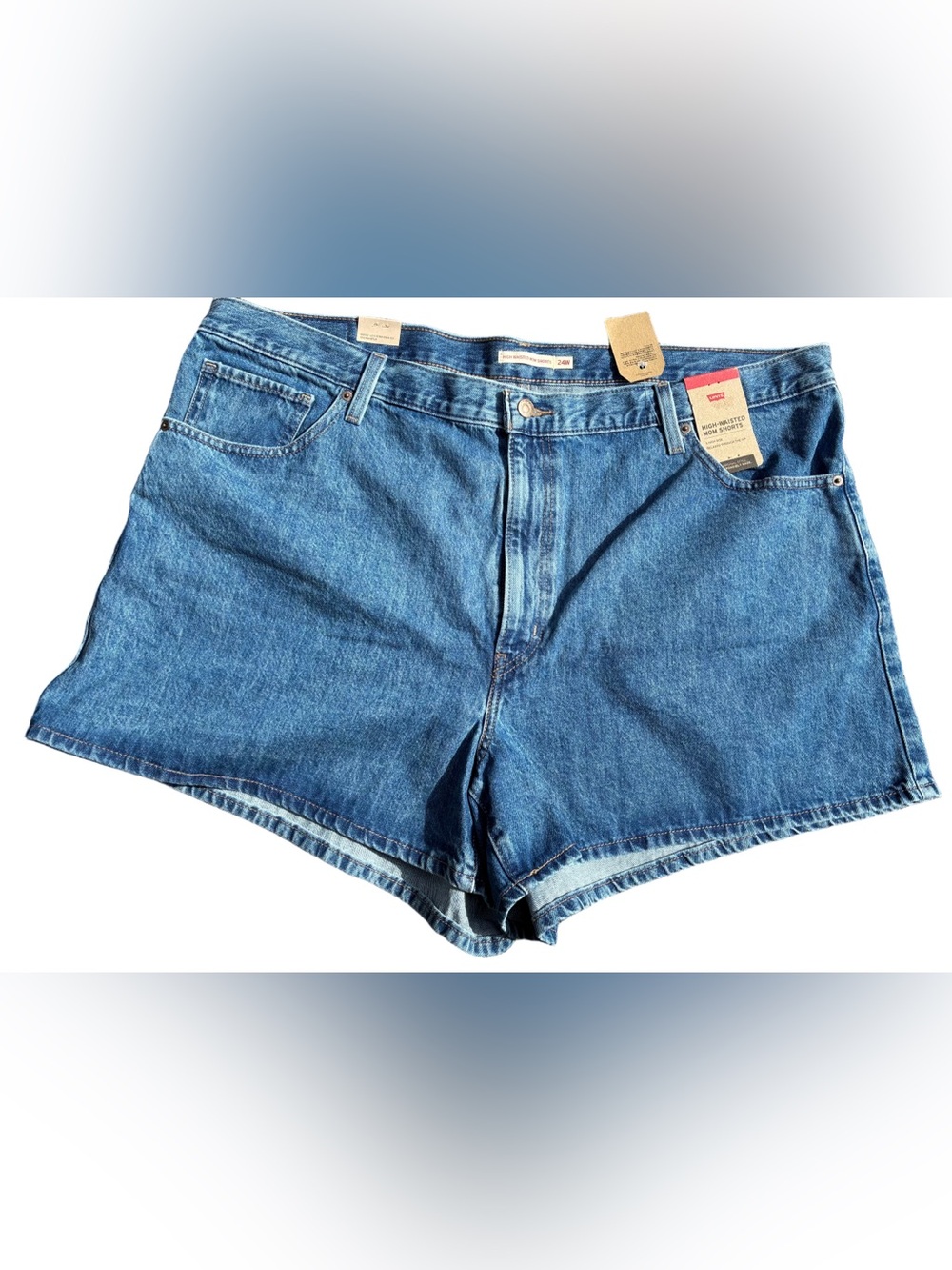 Levi's Classic High-Rise Denim Mom Shorts medium wash women size 24W